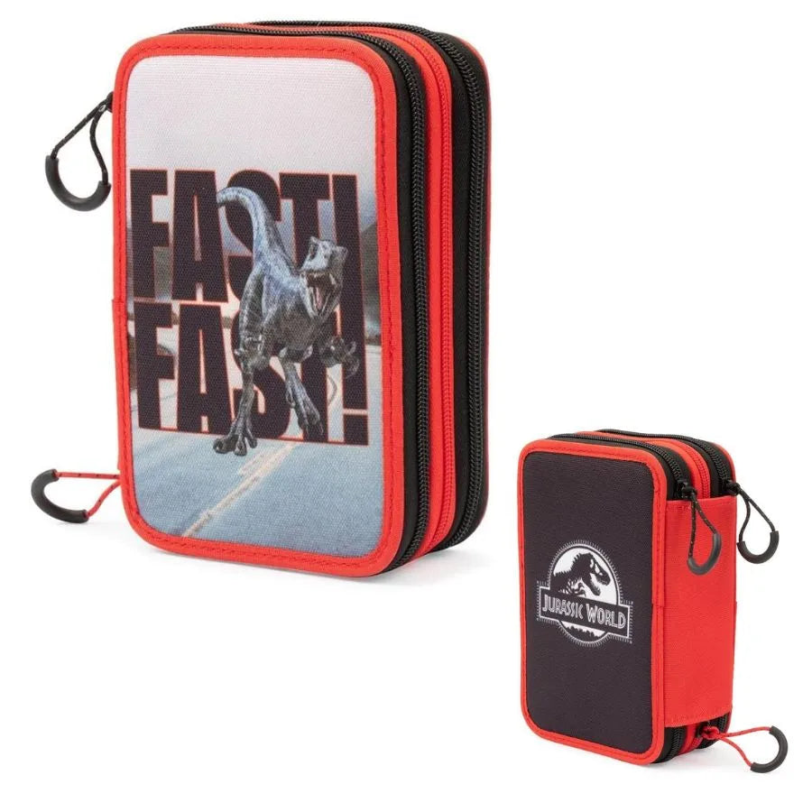 Astuccio 3 Zip Jurassic World – Giochi Preziosi | 12cm x 7cm x 19cm