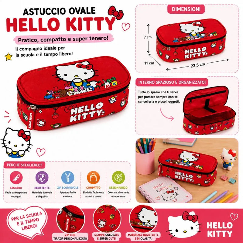 Astuccio Ovale Hello Kitty – SANRIO - Franco Cosimo Panini | 22,5cm x 11cm x 7cm