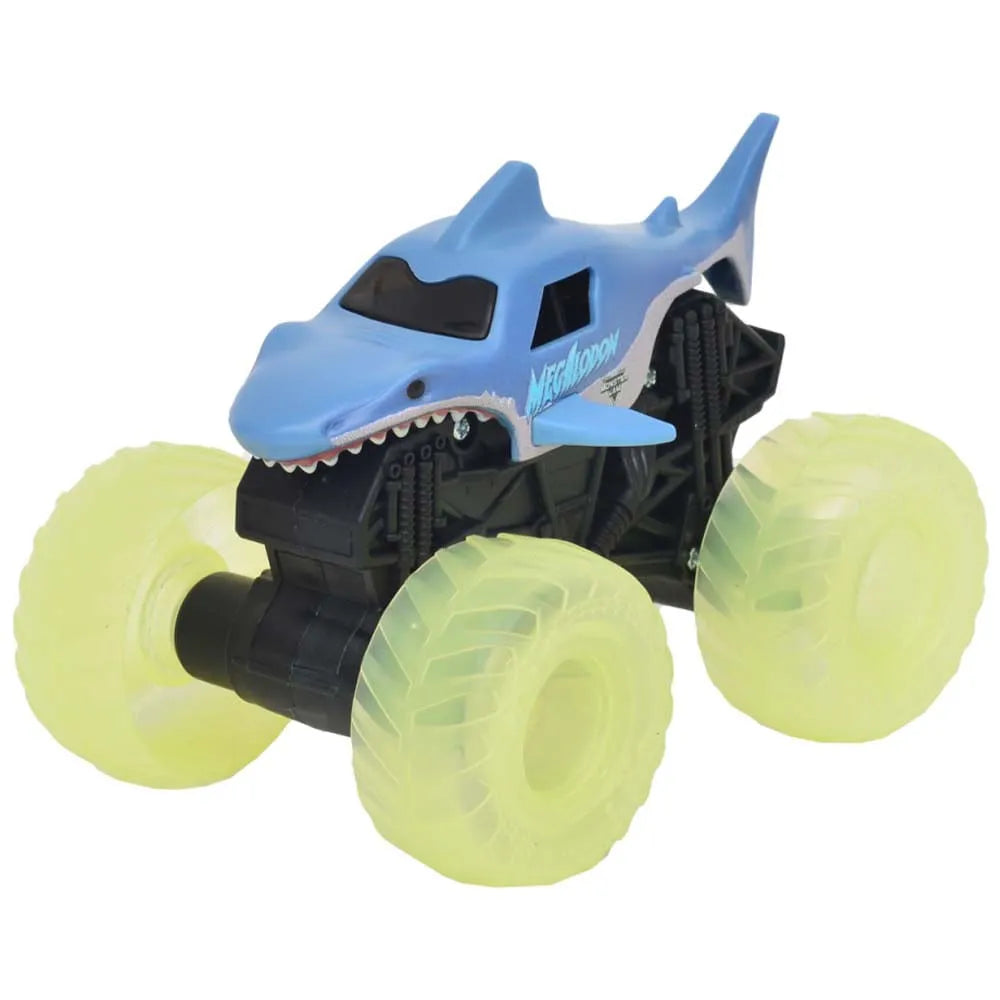 Monster Jam Grave Digger & Megalodon – Pack Doppio Veicoli Luminosi 1:43 – Spin Master | 30,5cm x 12cm x 13cm