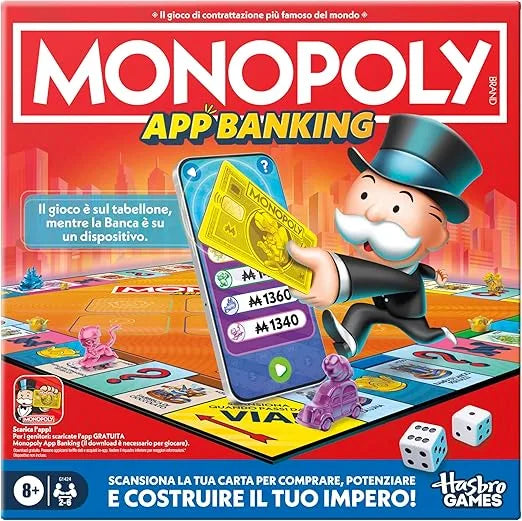 Monopoly App Banking – Gioco da Tavolo con App Interattiva, Versione Italiana | 27cm x 4,5cm x 27cm