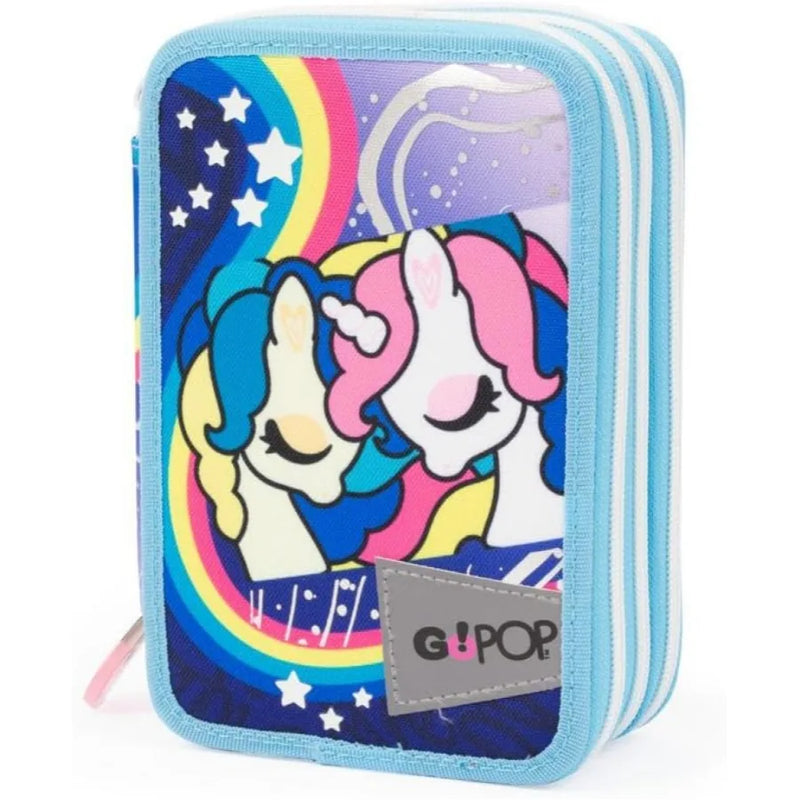 GO POP Astuccio Triplo Unicorn con Set Scuola Completo