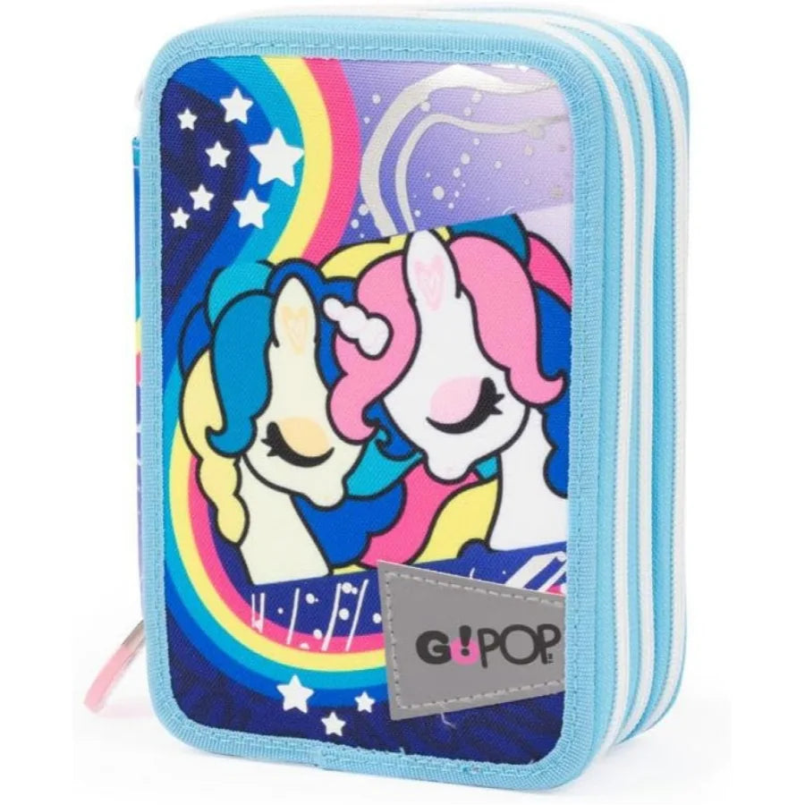 GO POP Astuccio Triplo Unicorn con Set Scuola Completo