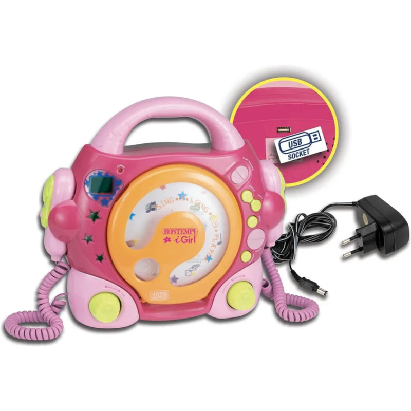 Karaoke Bontempi Sing-a-Long – Magico Lettore CD con 2 Microfoni & USB – Bontempi | 29cm x 11cm x 27cm