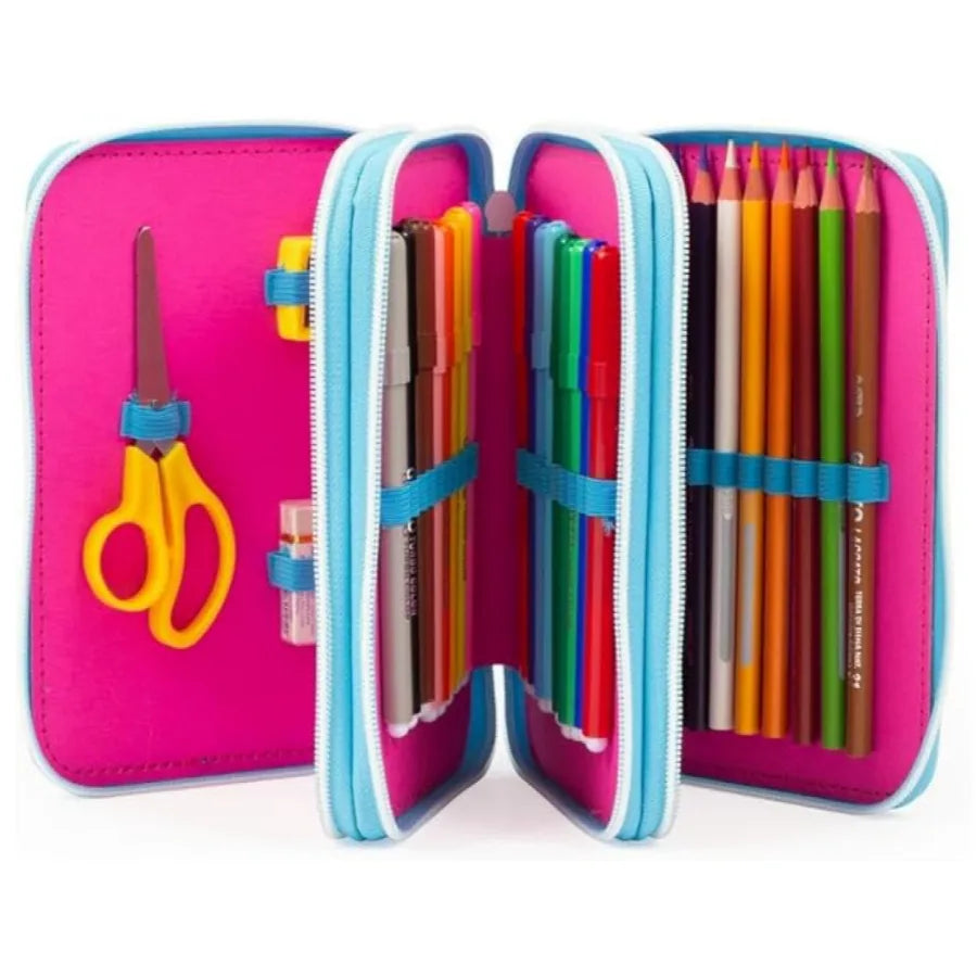 GO POP Astuccio Triplo Unicorn con Set Scuola Completo