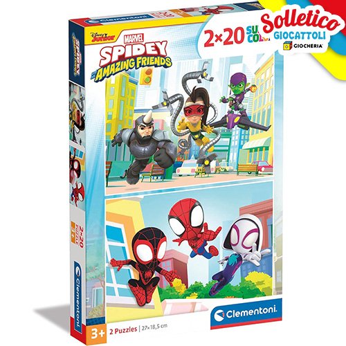 2 Puzzle (2x20 pezzi) - Spidey e i suoi Fantastici Amici: Clementoni