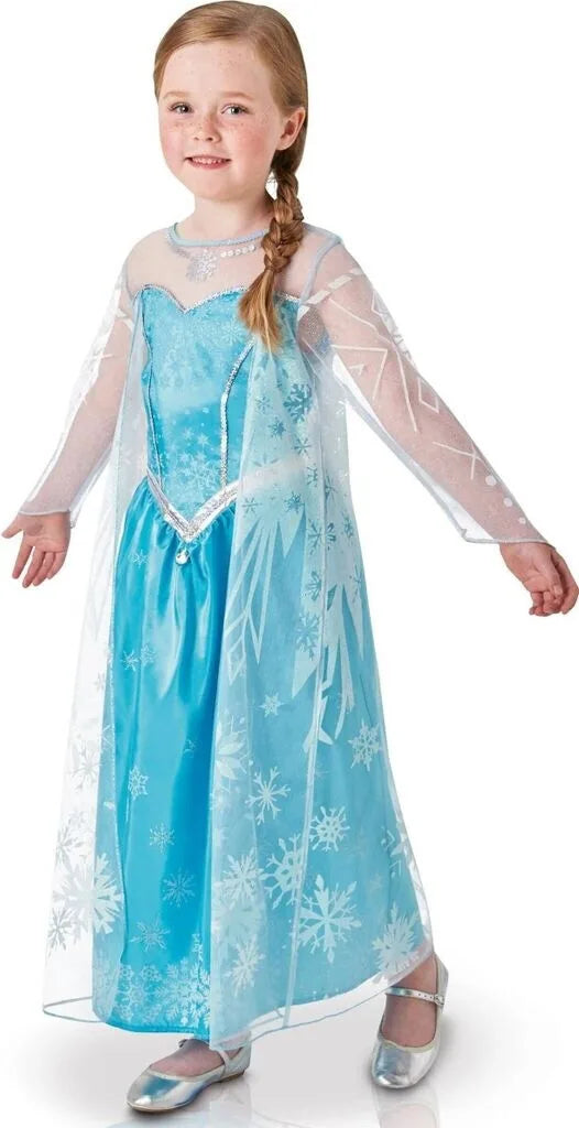 Costume Elsa Deluxe - Disney Frozen – Rubie’s | Gonna lunga | Maniche in tulle | 7-8 Anni